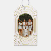 Gold White - kerstfeest met eigen foto's Cadeaulabel (Voorkant)