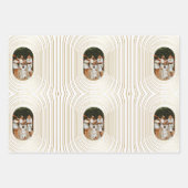 Gold White - kerstfeest met eigen foto's Inpakpapier Vel (Voorkant 3)