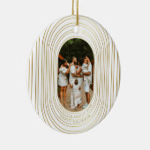 Gold White - kerstfeest met eigen foto's Keramisch Ornament (Rechts)