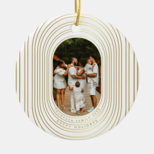 Gold White - kerstfeest met eigen foto's Keramisch Ornament
