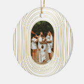 Gold White - kerstfeest met eigen foto's Keramisch Ornament (Links)