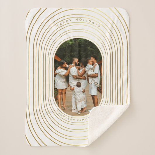 Gold White - kerstfeest met eigen foto's Sherpa Deken (Voorkant)