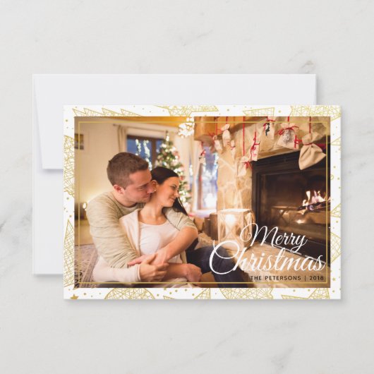 Gold & White kerstfeestdag — Foto Kaart (Voorkant)