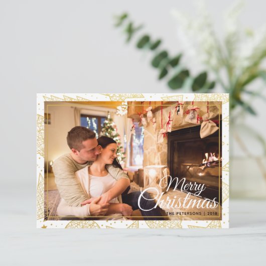 Gold & White kerstfeestdag — Foto Kaart (Staand voorkant)