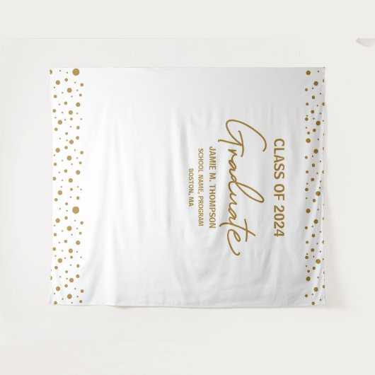 Gold White Klasse van 2024 achtergrond afstuderen Wandkleed (Voorkant (horizontaal))