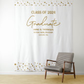 Gold White Klasse van 2024 achtergrond afstuderen Wandkleed (In situ)