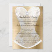 GOLD WHITE LACE CORSET BACHELORETTE INVITATION KAART (Voorkant)