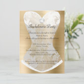 GOLD WHITE LACE CORSET BACHELORETTE INVITATION KAART (Staand voorkant)