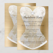 GOLD WHITE LACE CORSET BACHELORETTE INVITATION KAART (Voorkant / Achterkant)