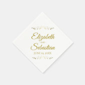 Gold & White Lacy Filigree Simple Elegant Wedding Servet (Hoek)