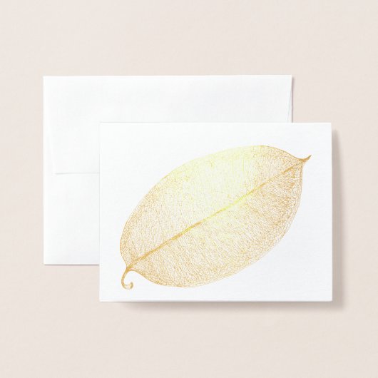 Gold White Leaf Grid Illustratie Folie Kaart (Voorkant met envelop)