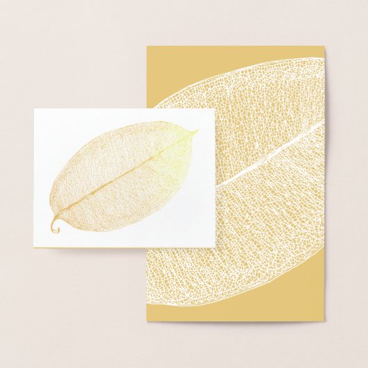 Gold White Leaf Grid Illustratie Folie Kaart (Display)