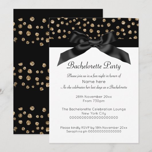GOLD WHITE LEOPARD DIAMOND BACHELORETTE INVITATIE KAART (Voorkant / Achterkant)