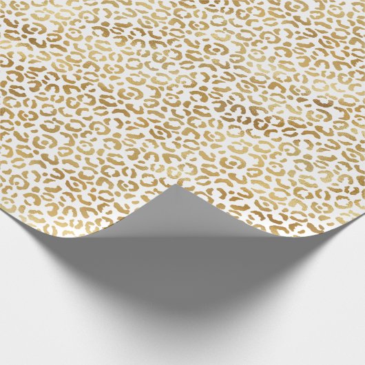 Gold White leopard-printer Cadeaupapier (Hoek)