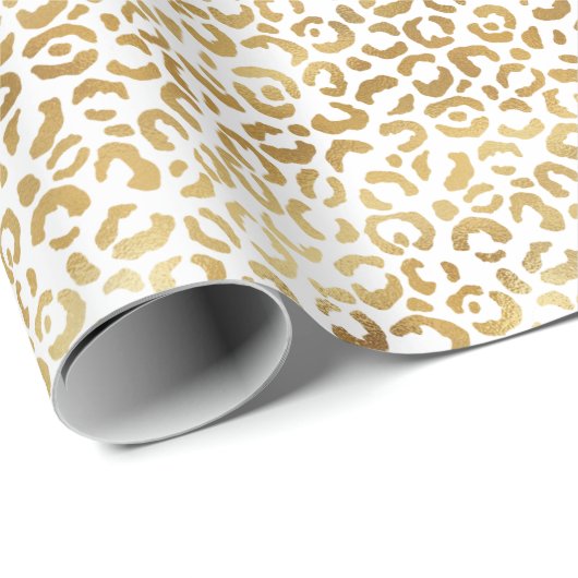 Gold White leopard-printer        Cadeaupapier (Rol Hoek)