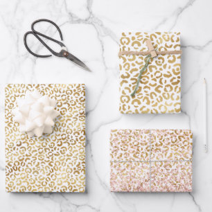 Gold White leopard-printer Inpakpapier Vel