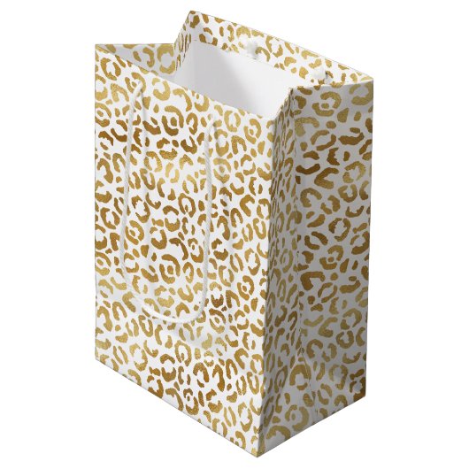 Gold White leopard-printer           Medium Cadeauzakje (Voorkant Gekanteld)
