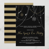 GOLD WHITE LIGHTT NEW YEAR'S EVE PARTY INVITATION KAART (Voorkant / Achterkant)