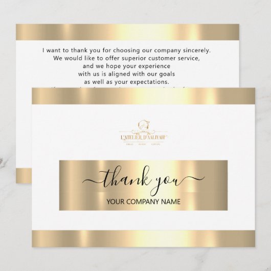 Gold White-logoHartelijk dank voor uw zakelijke Ka Kaart (Voorkant / Achterkant)