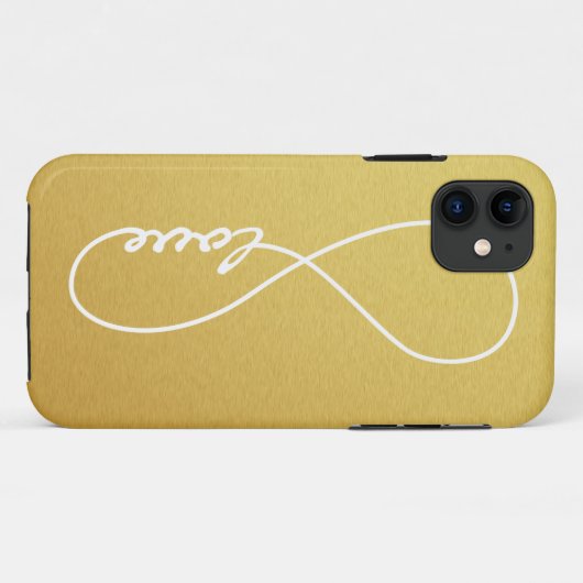 Gold & White Love Infinity iPhone Case (Achterkant (horizontaal))