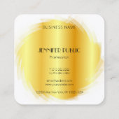 Gold White Luxury Modern Elegant Monogram Sjabloon Vierkante Visitekaartje (Achterkant)