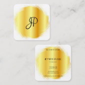 Gold White Luxury Modern Elegant Monogram Sjabloon Vierkante Visitekaartje (Voorkant / Achterkant)