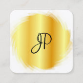 Gold White Luxury Modern Elegant Monogram Sjabloon Vierkante Visitekaartje (Voorkant)