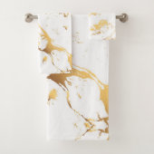 Gold White marble acrylicDe Abstracte kunst schild Bad Handdoek (Insitu)