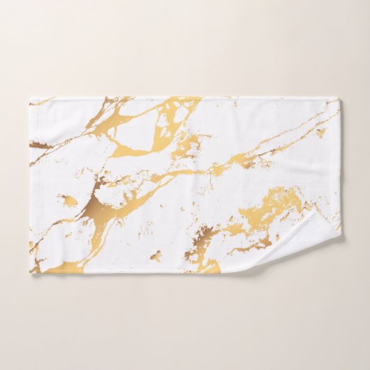 Gold White marble acrylicDe Abstracte kunst schild Bad Handdoek (Handdoek)