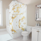 Gold White marble acrylicDe Abstracte kunst schild Douchegordijn (In situ)