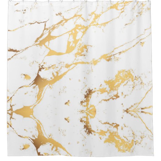 Gold White marble acrylicDe Abstracte kunst schild Douchegordijn (Voorkant)