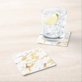 Gold White marble acrylicDe Abstracte kunst schild Kartonnen Onderzetters (Insitu)