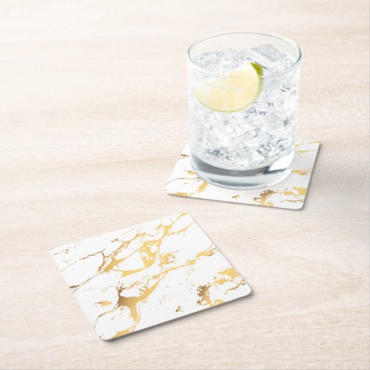 Gold White marble acrylicDe Abstracte kunst schild Kartonnen Onderzetters (Insitu)