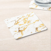 Gold White marble acrylicDe Abstracte kunst schild Kartonnen Onderzetters (Schuin)