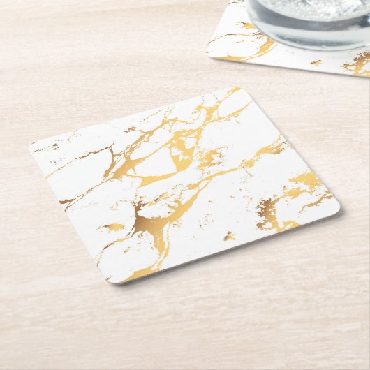 Gold White marble acrylicDe Abstracte kunst schild Kartonnen Onderzetters (Schuin)