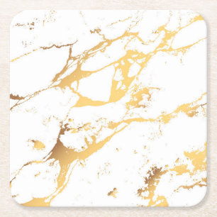 Gold White marble acrylicDe Abstracte kunst schild Kartonnen Onderzetters