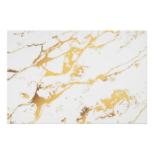 Gold White marble acrylicDe Abstracte kunst schild Perfect Poster