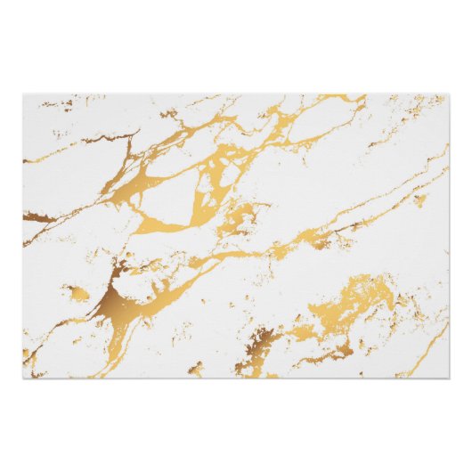 Gold White marble acrylicDe Abstracte kunst schild Perfect Poster (Voorkant)
