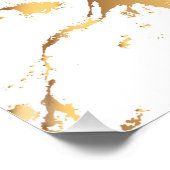 Gold White marble acrylicDe Abstracte kunst schild Perfect Poster (Hoek)