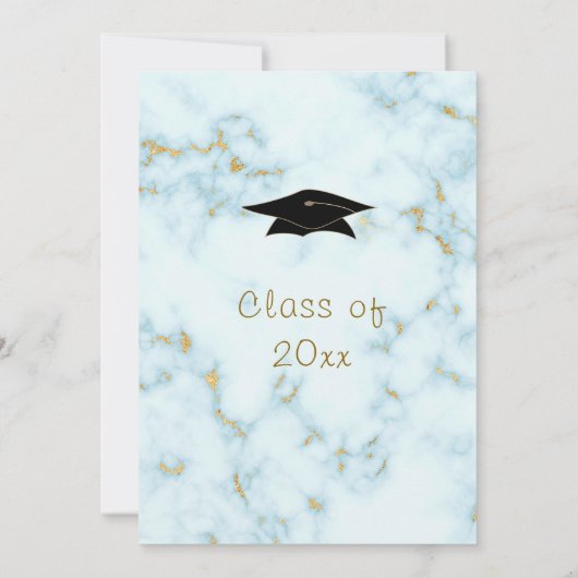 Gold White Marble Afstuderen Invitation Sjabloon (Achterkant)