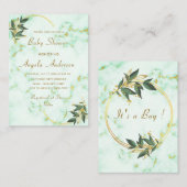 Gold White Marble Baby shower Invitation Sjabloon (Voorkant / Achterkant)