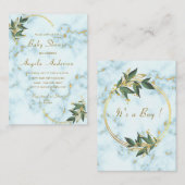 Gold White Marble Baby shower Invitation Sjabloon (Voorkant / Achterkant)