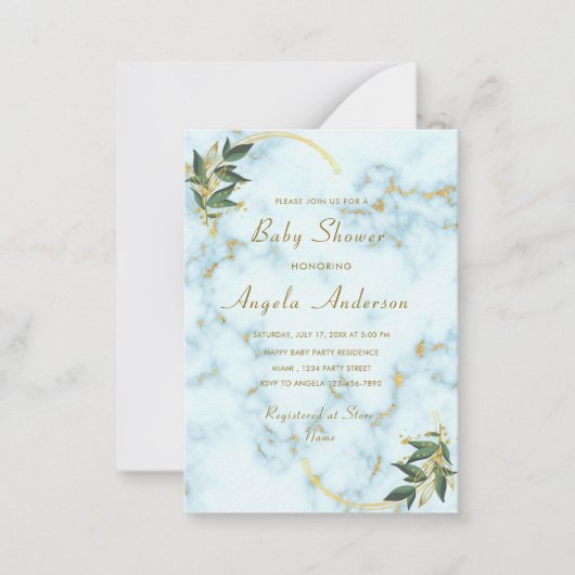 Gold White Marble Baby shower Invitation Sjabloon (Voorkant)
