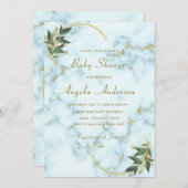 Gold White Marble Baby shower Invitation Sjabloon (Voorkant / Achterkant)