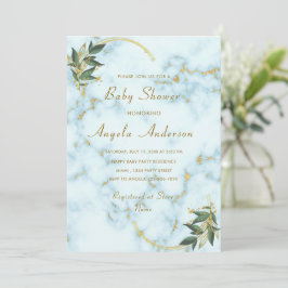 Gold White Marble Baby shower Invitation Sjabloon