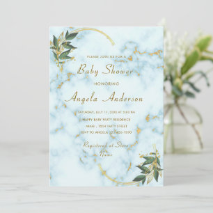 Gold White Marble Baby shower Invitation Sjabloon