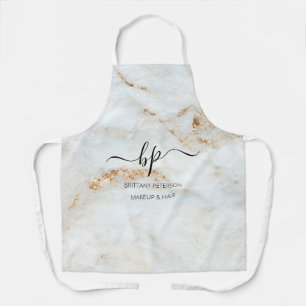 Gold White Marble Business Personeel Uniform Monog Schort