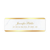 Gold White Marble Calligraphic Script Text Elegant Etiket (Voorkant)