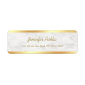 Gold White Marble Calligraphy Script Elegant Cool Etiket (Voorkant)