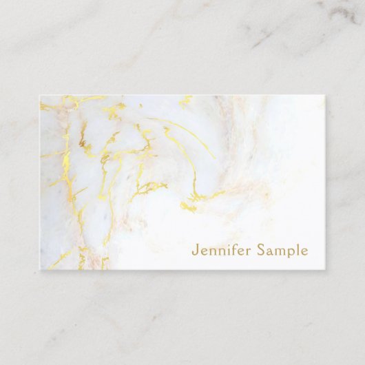 Gold White Marble Elegant Golden Modern Sjabloon Visitekaartje (Voorkant)